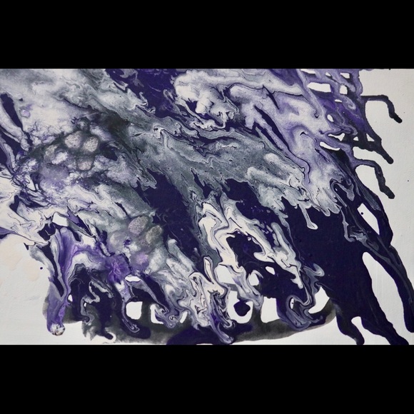 NWT Handmade Painted Marble Abstract Wall Canvas ! - Picture 7 of 8